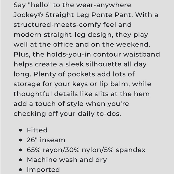 Jockey Straight Leg Point Pants - Picture 3 of 7